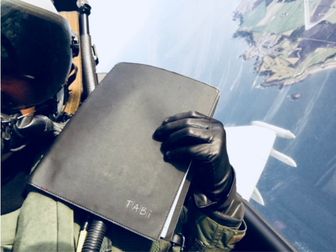 Who's got that #FridayFeeling? Our man in the sky certainly has....when you are flying a Typhoon and need to #FindNotesReallyFast then you'd better use a TABi - the notebook that keeps high flyers in the sky! #timetoTABi #flyhighfriday #getorganised