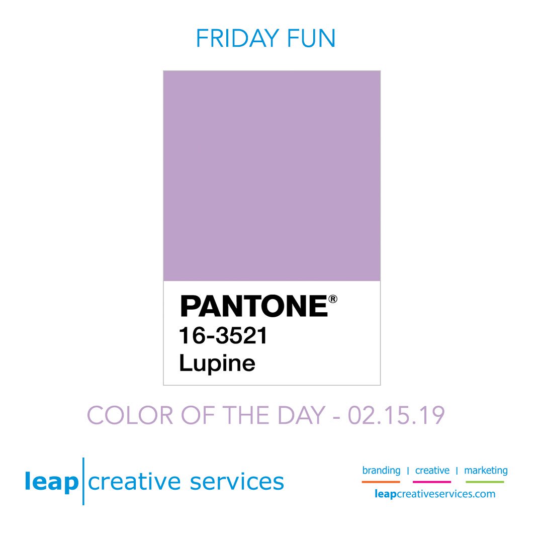 leapcreative's tweet photo. Feeling extra Kind, Sensitive, or Smart today? That's the pull of Lupine PMS16-3521 - the @Pantonetrends color of the day! #BeCreative #LeapCreative #Connections https://t.co/IjwfJmAFUC