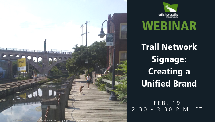railstotrails's tweet photo. Feb. 19: Join us for our free "Trail Network Signage: Creating a Unified Brand" webinar! Register to learn from experts who've helped develop model trail network signage on @circuittrails, #COGtrails &amp; @TheIntertwine➡️ https://t.co/cQd2Y6ww2X. Ft: @railstotrails, @morpc &amp; @THPRD. https://t.co/k6Z8SIjNxX