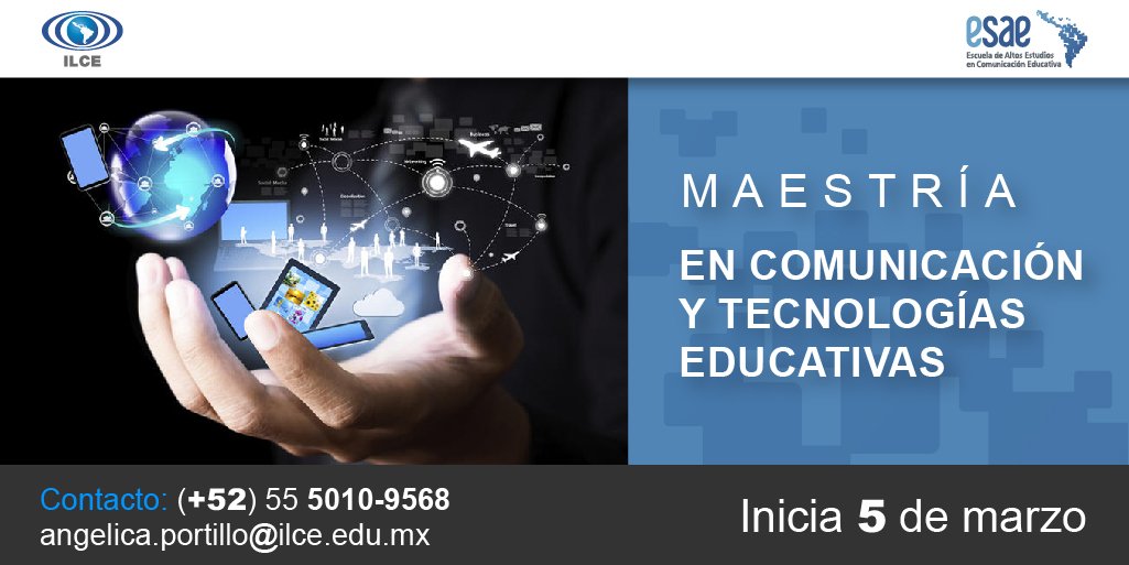 ESAElatam's tweet photo. #ESAE
En la  #MaestríaEnComunicaciónYTecnologíasEducativas aprenderás a  diseñar proyectos virtuales y digitales en los ámbitos de la comunicación y la educación aplicados a la ciencia, y la cultura. Inicia el 5 de marzo. Regístrate aquí---> https://t.co/roFGbJ3RDq https://t.co/xhNGEruyMJ