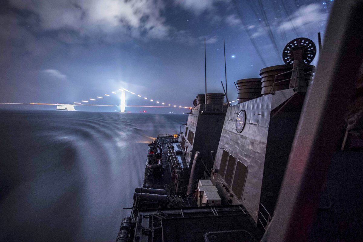 Like a beacon of safety in the night, the guided missile destroyer #USSPorter patrols the Skagerrak strait in the North Sea while supporting U.S. national security interests in Europe and Africa