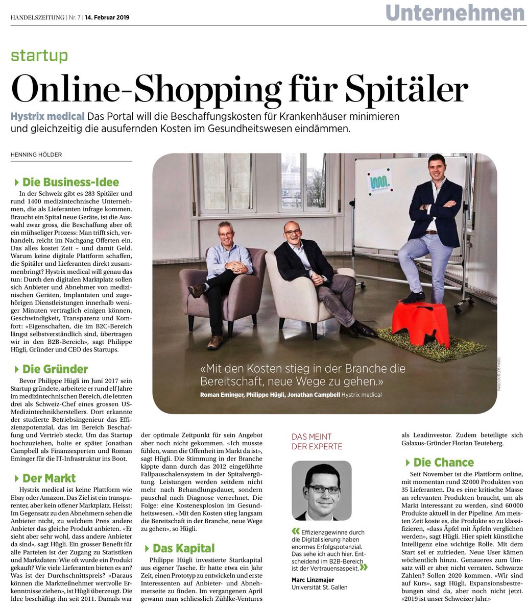 Der Kostendruck auf Spitälern und die Preiserosion bei Medizinprodukten macht erfinderisch: Was liegt näher als Zeit &amp; Geld dank Digitalisierung zu sparen? Interssanter Bericht in der ⁦<a href="/Handelszeitung/">Handelszeitung</a>⁩ über ⁦<a href="/hystrixmedical/">hystrix medical AG</a>⁩. Und das Gesundheitswesen bewegt sich doch