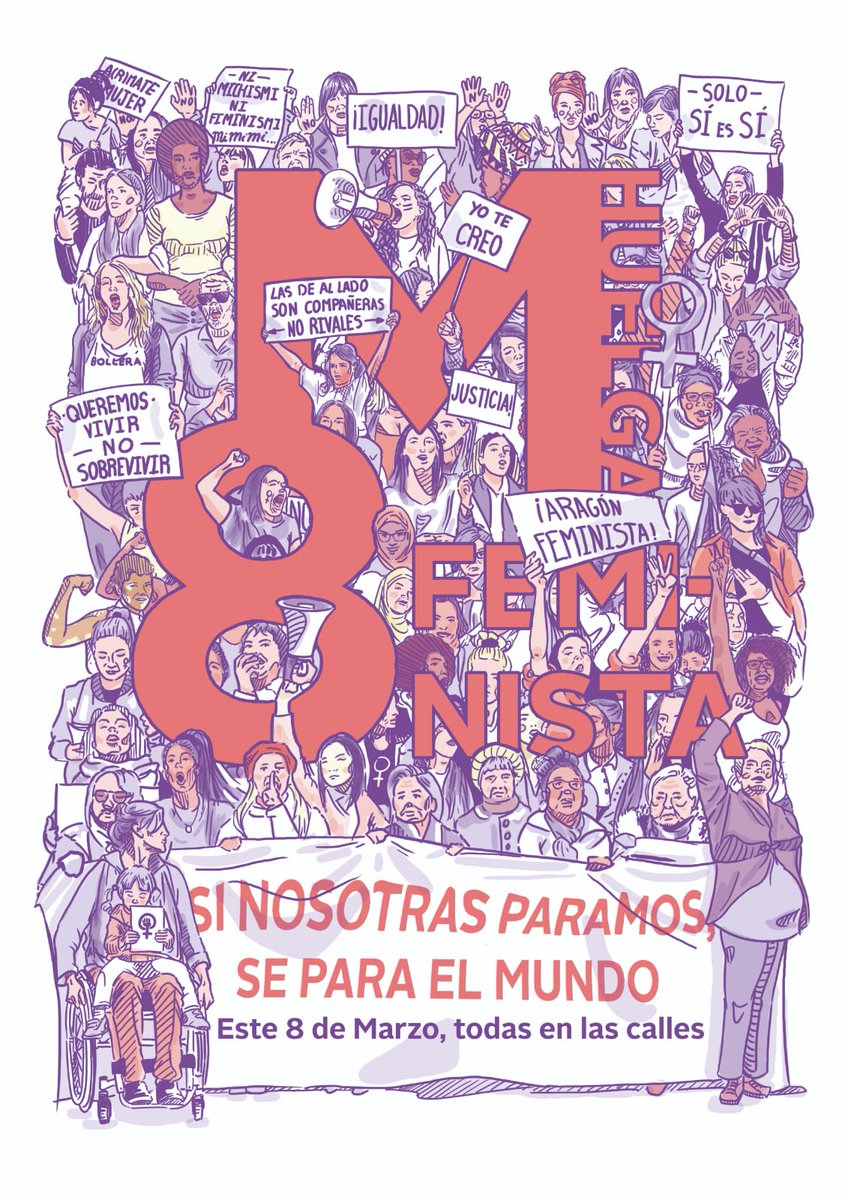 ♀️✊🏻♀️✊🏻♀️✊🏻♀️✊🏻♀️✊🏻
#Aragón entero se prepara para tomar las calles, las plazas, las instituciones y lo que haga falta...
Porque somos mujeres y trabajadoras
 👩🏻‍🔧👩🏽‍🏫👩🏼‍🎓👩🏻‍🌾👩🏿‍🏭👩🏻‍🔬
¡¡NI UN PASO ATRÁS!!
#HaciaLaHuelgaFeminista
#8M2019 🎨 Cartelazo oficial de este año por @Boomerbubalu 😍