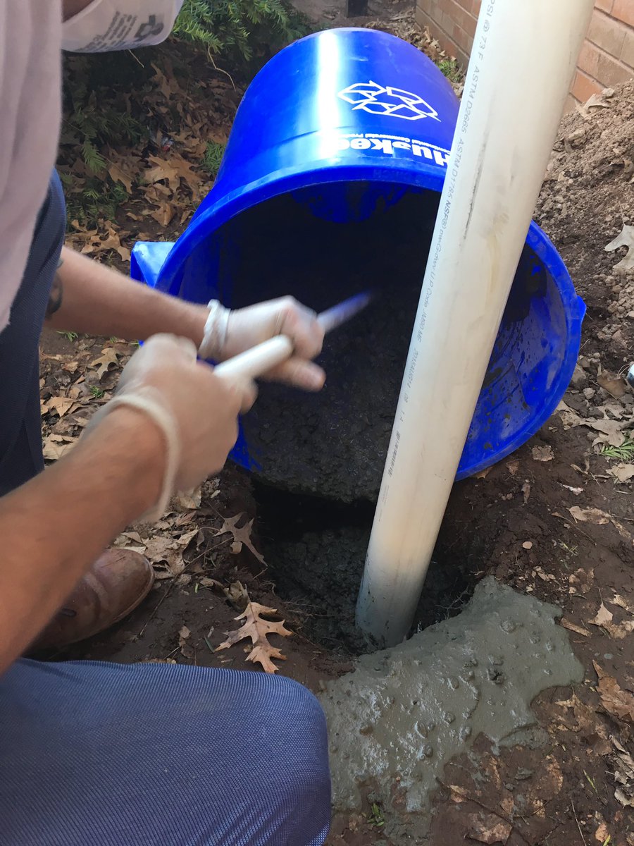 co2apt's tweet photo. Just finished adding cement in the hole to hold up the PVC pipe. Weโre one step closer to finishing our prototype. #airpurification #airfiltration #onestepcloser #projectreservoir #co2apt https://t.co/LHQbHAQxPW