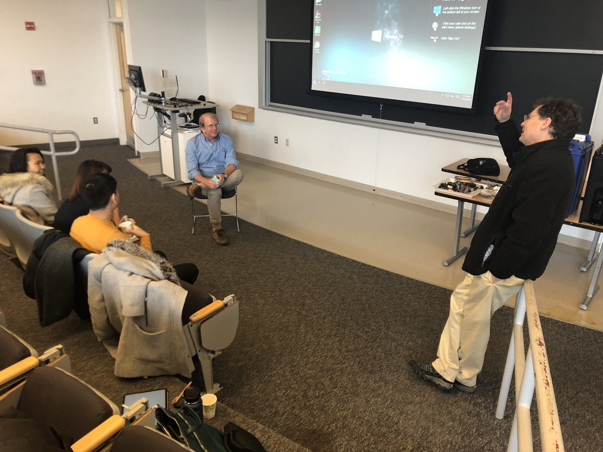 AnnSuhaimi's tweet photo. Spot here Prof. David Coit from @RutgersEngineer and Prof. James Benneyan from @HSYENU as they rekindled memories from the time they were in @INFORMS #doctoralcolloquium during @INFORMSNEU‘s #optimizeyourconnection session. Maybe its time to rename this session to #reconnect? https://t.co/jFXBO6ViMj