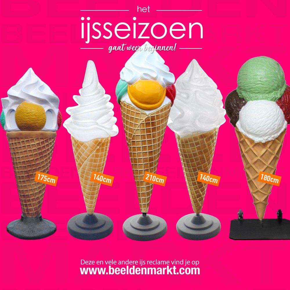 Mooie mega blikvangers voor; ijssalons, lunchrooms of voor op evenementen. Bekijk onze uitgebreide collectie op: beeldenmarkt.com/horeca/ijs.html Direct uit voorraad leverbaar.

#ijs #ijsseizoen #ijssalon #ambachtelijkijs #ijsco #ijshoorn