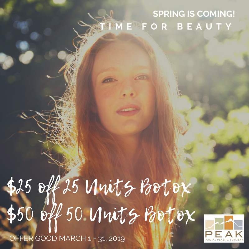 PeakENTVoice's tweet photo. Get ready for Spring beauty!
Book now for Botox with Dr. Weng in March and save!
$25 off 25 units of Botox
$50 off 50 units of Botox
#botox
#peakENT
#peakfacialplasticsurgery
#smoothfinelines #goodbyewrinkles
#springbeauty #botoxspecial
#botoxformen #coloradobotox https://t.co/jHC44belwl
