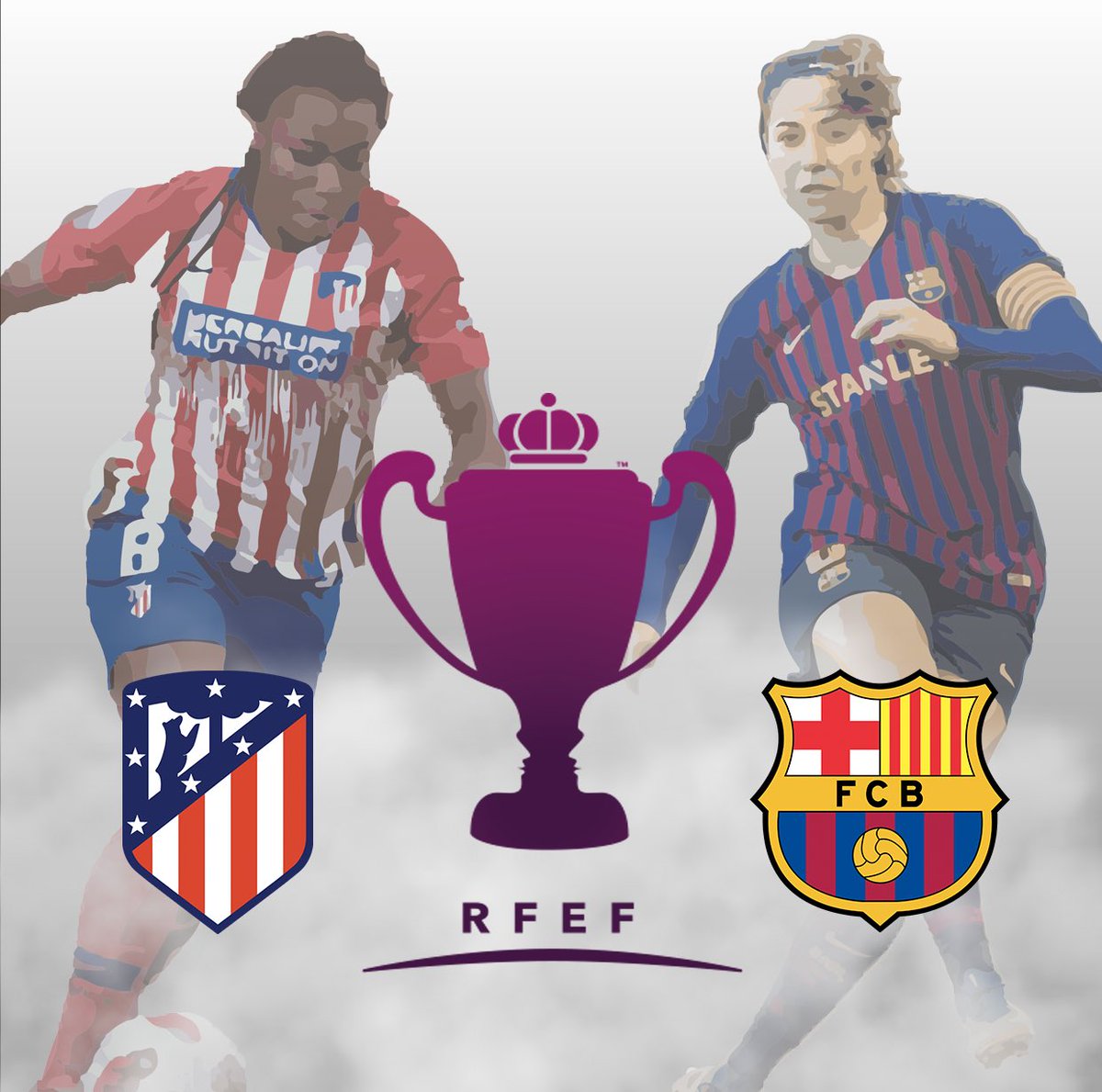FutFemIberdrola's tweet photo. 🤩 ¡Este domingo las cracks se juegan la Copa! 🏆👸
REGALAMOS 20 camisetas de las estrELLAS ✨ del fútbol.

@AtletiFemenino 🆚 @FCBfemeni 

@RealSociedad 🆚 @SevillaFC_Fem 

PARTICIPA:

🙋🏽‍♀ Síguenos 

🔄 RT

📲 Comenta con #ReinasDeLaCopa

¡Apoyemos TOD@S el #FutFem! 😍⚽️ https://t.co/qN6qdg37Af
