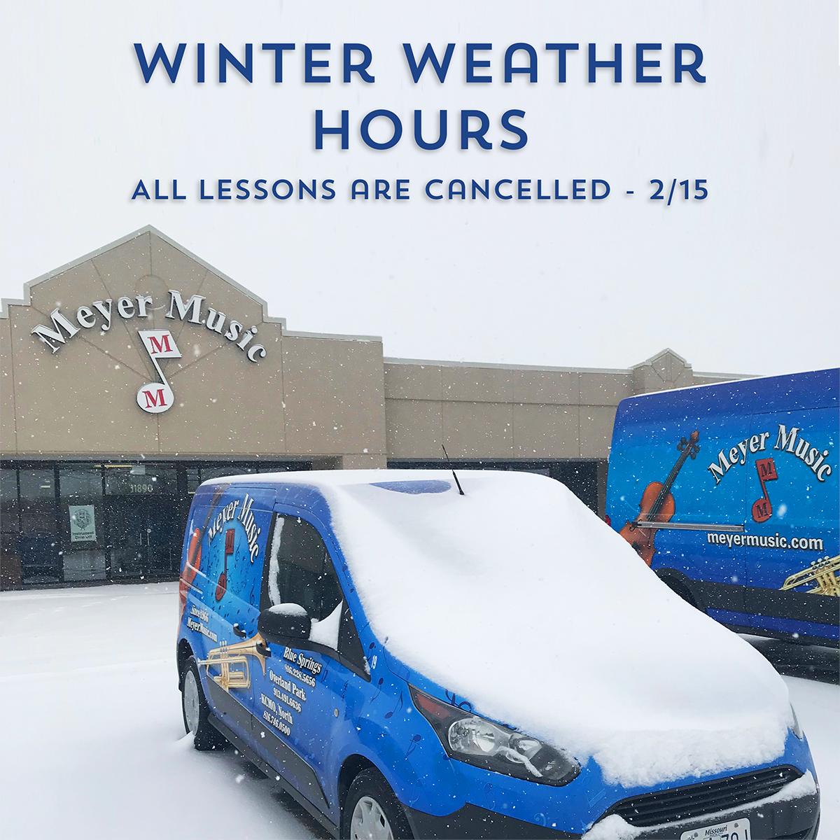 DUE TO THE WEATHER: 
All three of our locations are cancelling lessons today.

Our Blue Springs Location is closing at 1pm.

Our Overland Park and NKC Locations are closing at noon.

Stay safe and enjoy the snow day!