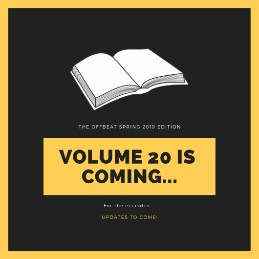theoffbeatmsu's tweet photo. We are working hard on Volume 20 of The Offbeat! So excited to share these eccentric pieces with the world. Updates to come... #TheOffbeat https://t.co/E8zIkwWx7Z