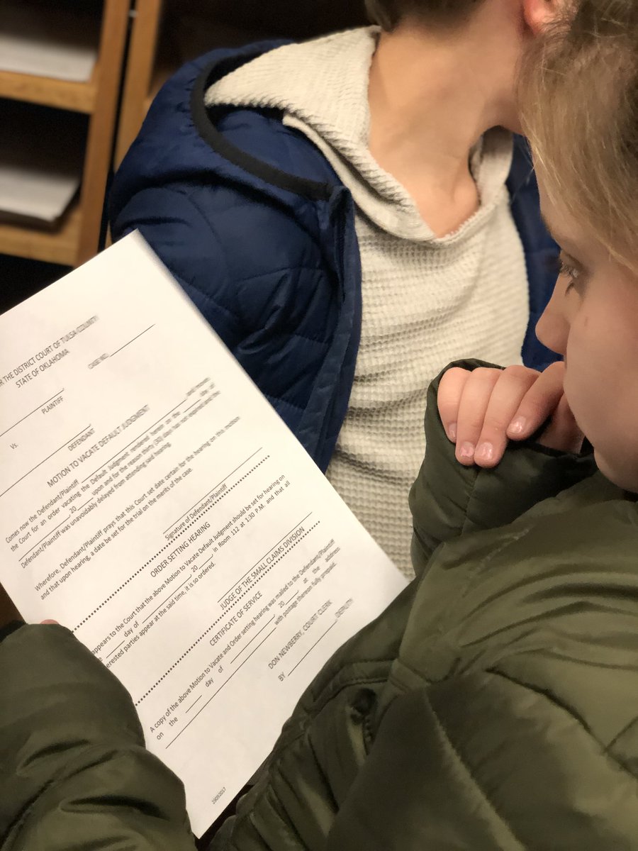 ACarpenterProf's tweet photo. Kids working on our #housingcourtproject in #Tulsa.  Spreading the civil #A2J message early!  These kids GET IT.   #acccesstojustice #clinicallegaleducation #law #legaldesign #legalinnovation #legaltech #uxdesign @utulsa @TULaw https://t.co/ThmbrwUVGJ