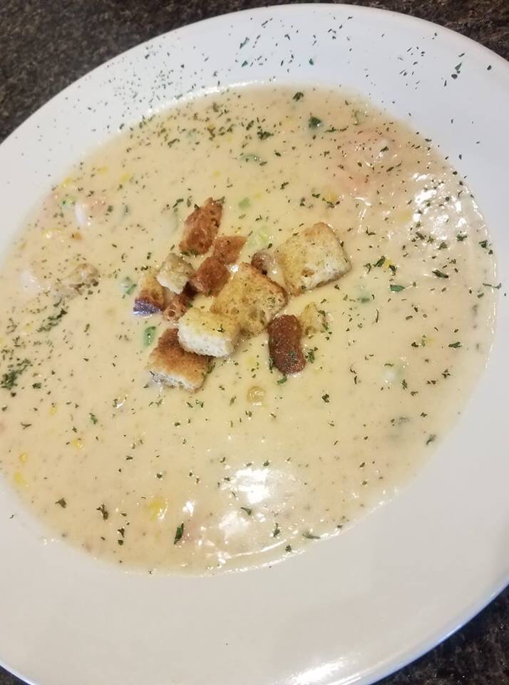 Shrimp N Corn Bisque w/ smoked garlic croutons. 

#Eats #Food #Foodie #Yummy 😉