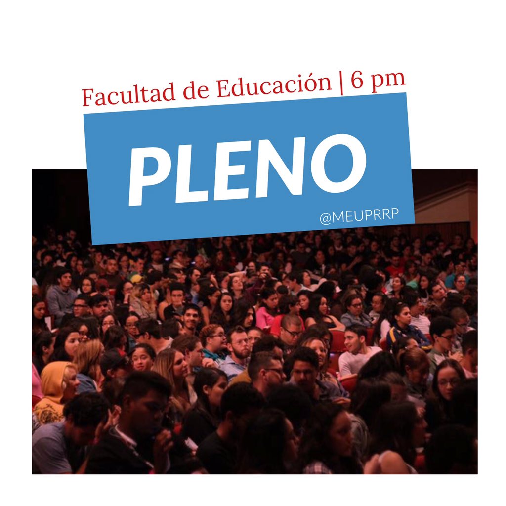 MEUPRRP's tweet photo. 🚨JUEVES 21 DE FEBRERO, 6PM: P L E N O🚨

Están todxs invitadxs a participar de un espacio democrático. Lleguen y expresen sus ideas, propuestas, dudas y preocupaciones. 

¡Esta lucha es de todxs! https://t.co/eZq6QPnMVm
