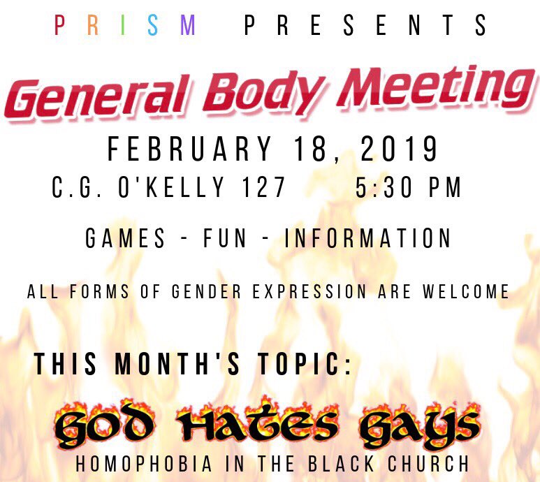 prism_wssu's tweet photo. Looking for a safe space on campus? 
Join us in O’Kelly THIS Monday!! 🌈
New members are welcome. 😀 https://t.co/kCQ5kpHAXS
