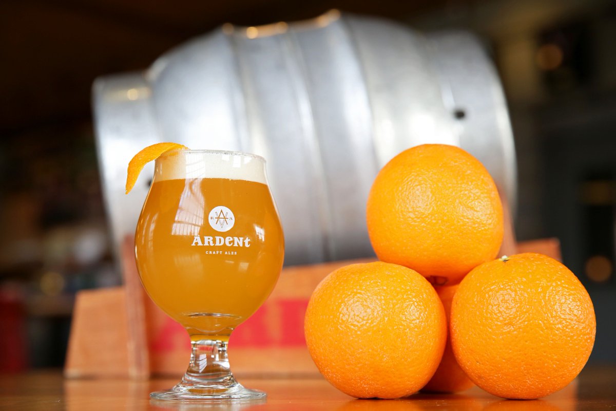 ArdentCraftAles's tweet photo. Tonight's special small batch pin is Leigh Street DIPA infused with orange zest! 🍊 Come try this extra juicy version of our double dry hopped Mosaic DIPA before it's gone, and let us know what you think! 🍻 https://t.co/bqFIQFWHix
