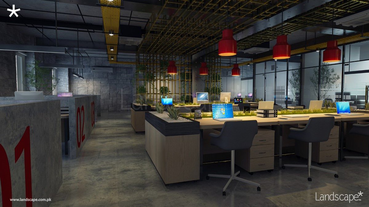 LandscapePLC's tweet photo. Each element in this Dalda Foods corporate office design embodies the brand’s identity. Based on strategic planning, stained concrete floor, stone cladding and metal screens alongside warm lighting enhance the industrial appeal of the workspace.
#LandscapePLC #design #Dalda https://t.co/5wzalBDOH4