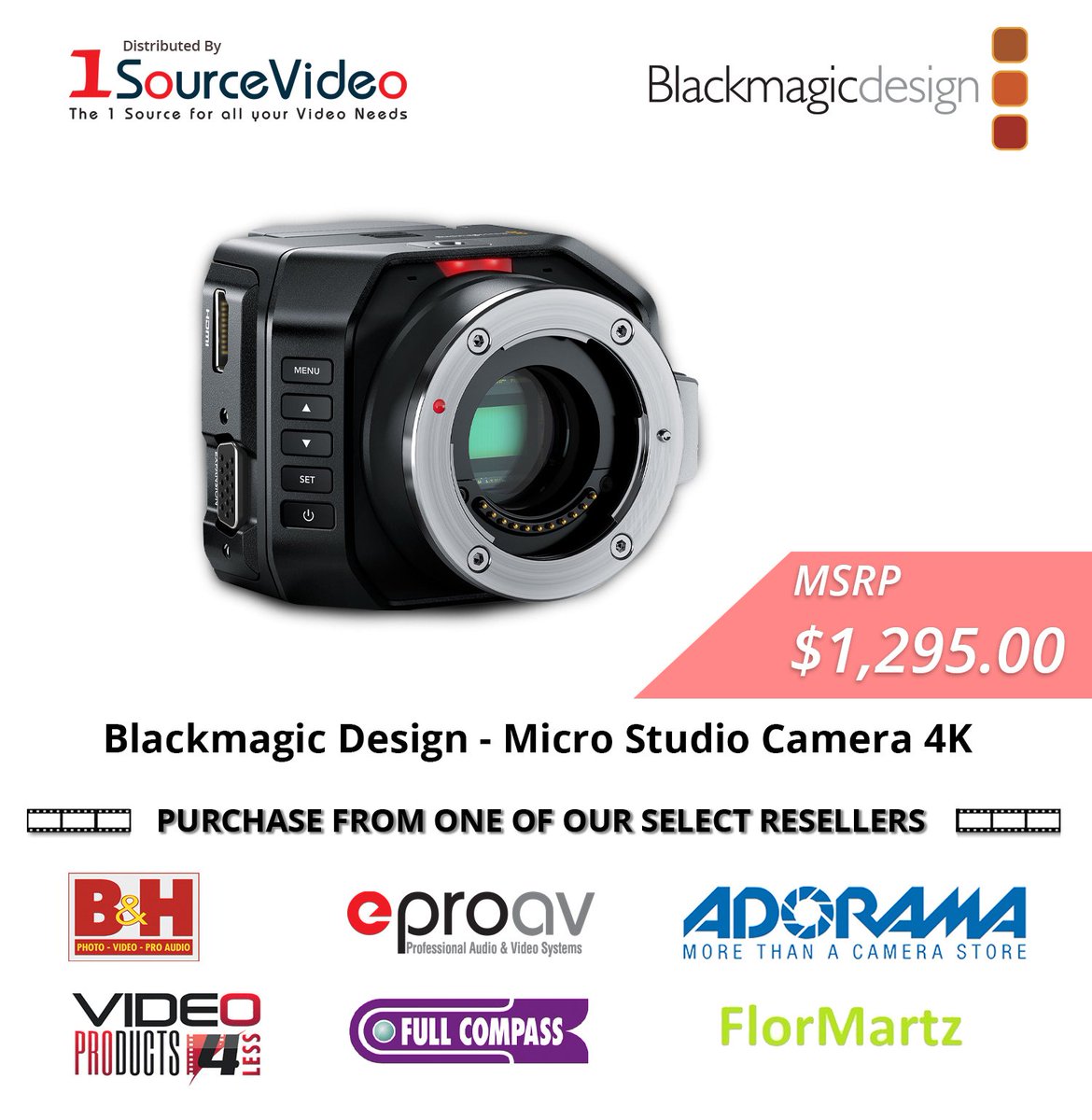 1sourcevideo's tweet photo. The @Blackmagic_News Micro Studio Camera 4K is an incredibly tiny Ultra HD studio camera that’s perfectly designed for live production. #BlackmagicDesign #1SourceVideo #RedefiningDistribution #BandH #VP4L #EProAV #FullCompass #Adorama #FlorMartz https://t.co/JwfBNykfLZ