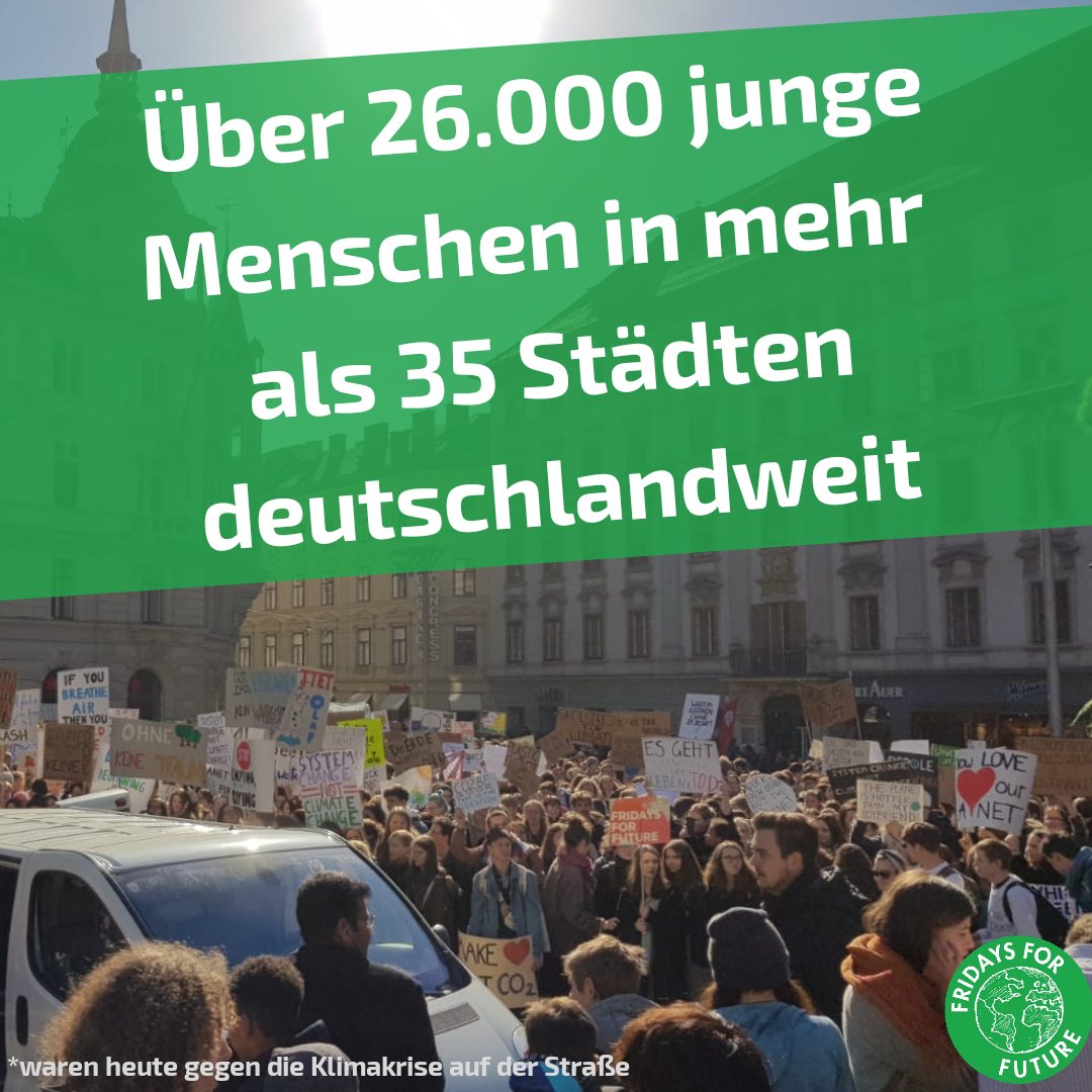 FridayForFuture's tweet photo. Diese Woche haben wir wieder zum #FridaysForFuture gestreikt. Heute waren wir deutschlandweit mehr als 26.000 junge Menschen in über 35 Städten. 
Auch in Großbritannien wurde gestreikt, dort waren heute zum ersten Streik bei @Strike4Youth über 15.000 Menschen gekommen. https://t.co/LHoBSQIbr6