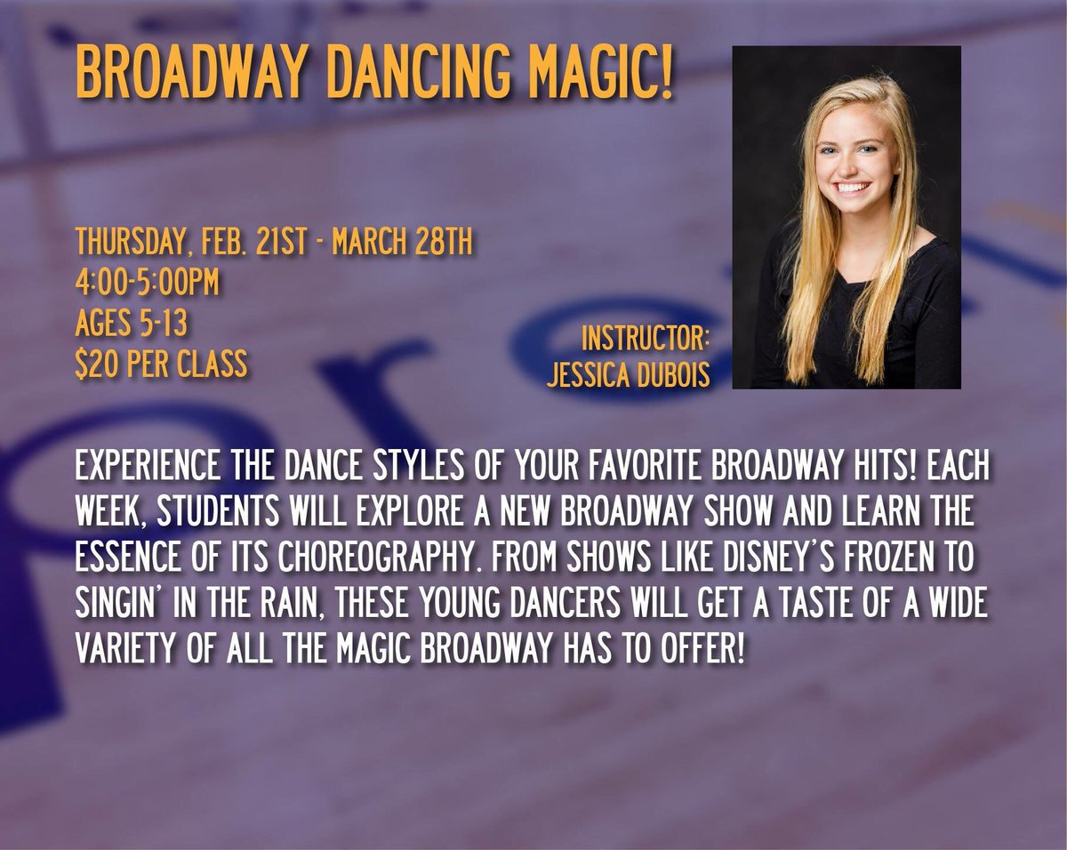 Email Academy Coordinator, Ashlea Harrington, to enroll! ashlea@premierarts.org

“Broadway Dancing Magic!”
Thursdays 4:00-5:00pm
60 minute class
Ages 5-13