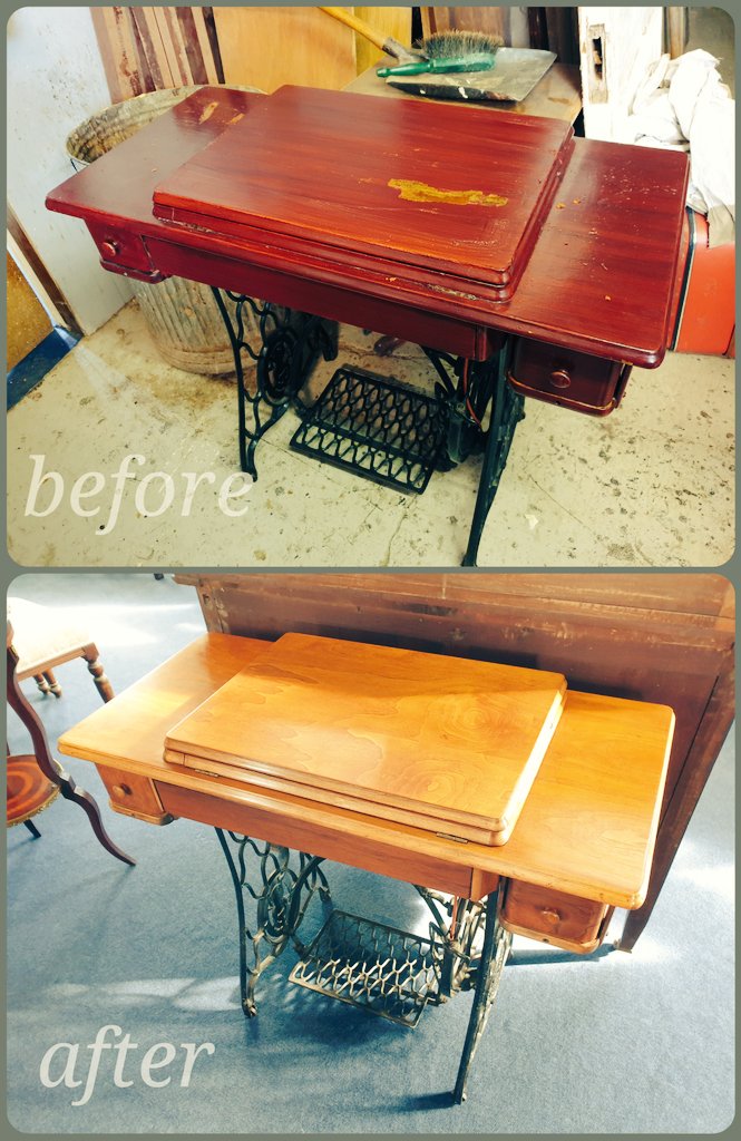 brownsresto's tweet photo. This singer sewing machine was caked in thick red varnish, stripped back and refinished for a client.
#restoration #vintage https://t.co/SQsCO2xRF0