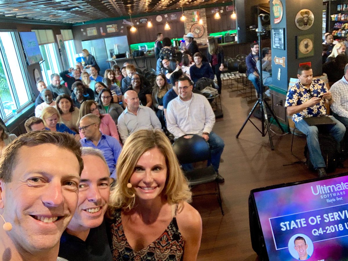 adamr's tweet photo. ⁦@UltiJulie⁩ and I getting ready for quarterly update live to the entire services, product dev, security and IS teams! Check out our awesome crew who makes it possible to broadcast to 4500+ UltiPeeps and our guest speaker today ⁦⁦@EamonnCaulfield⁩ https://t.co/9dhispKNGf