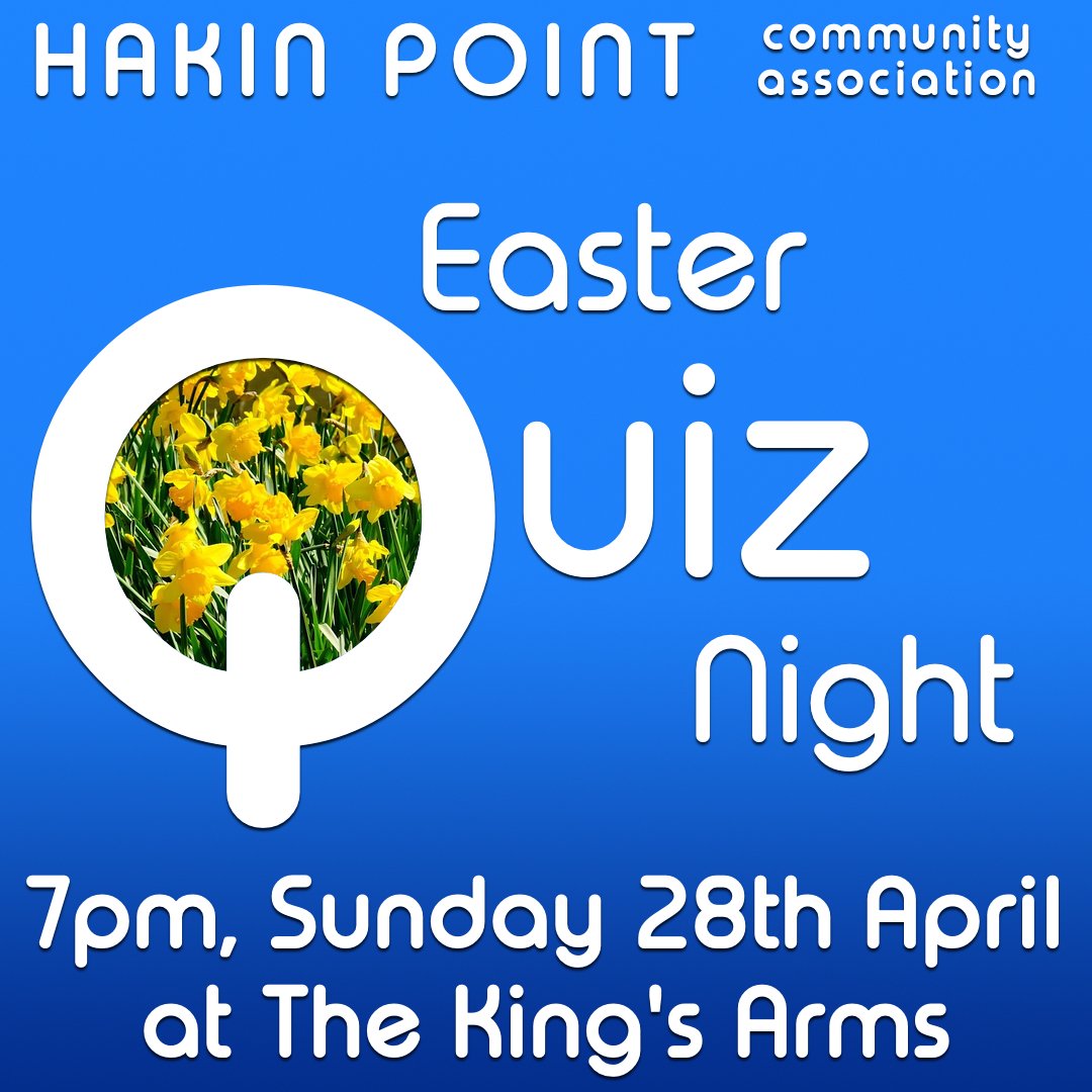 HPCA's Easter Quiz Night is happening on 7pm on Sunday 28th April at The Kings Arms. Join us for a fun quiz night, and bring your friends and family along! Teams of 2-5 members welcome and marking reflects your team size, so you might win one of our nominal prizes.