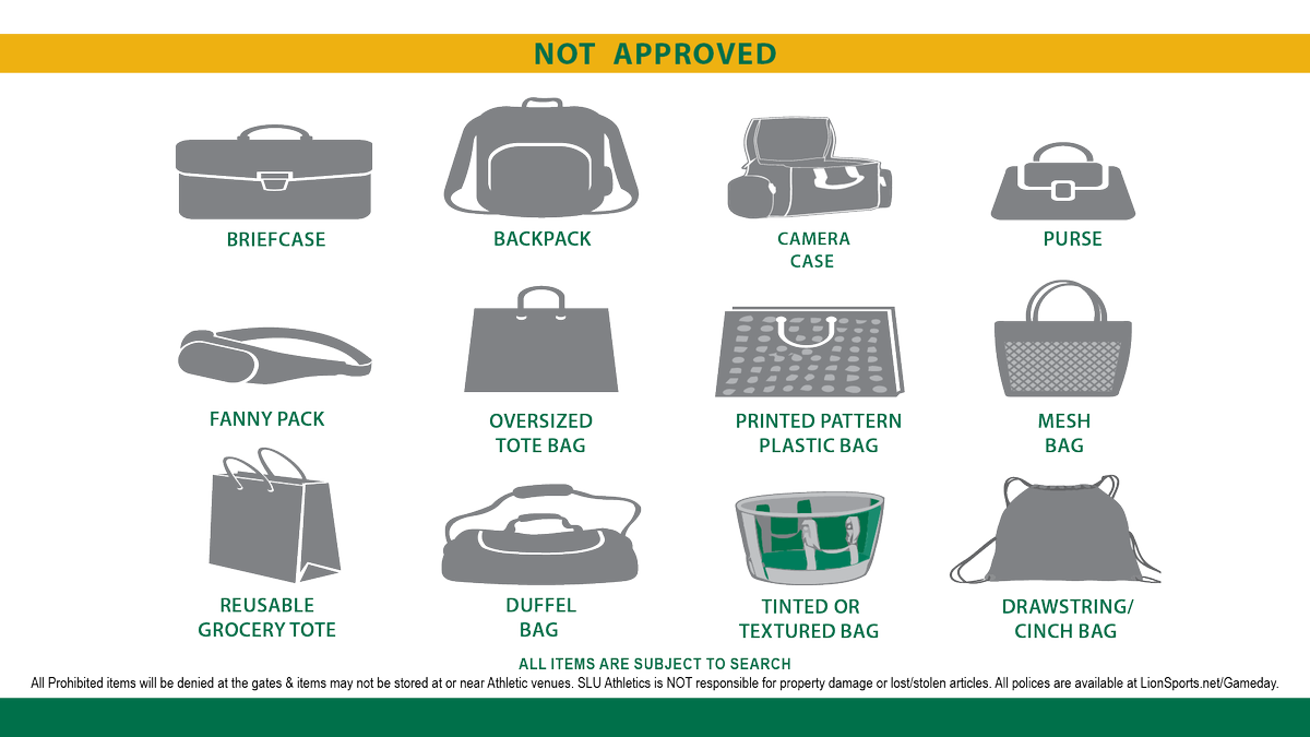 LionUpAthletics's tweet photo. Don't be denied at the gate #LionNation. Remember your clear bag for games this spring at the U.C., North Oak Park and #ThePat. https://t.co/w86xcLOskz