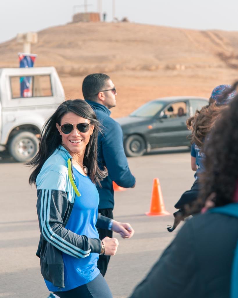 RaniaAlMashat's tweet photo. Racing through history at the #PyramidsMarathon with Dr. Khaled El Enany, Minister of Antiquities & Dr. Ashraf Sobhy, Minister of Youth along with 4,000 participants from 75 countries. Promoting sports tourism in #Egypt is one of the pillars in our agenda. https://t.co/h6J8q8Lws6