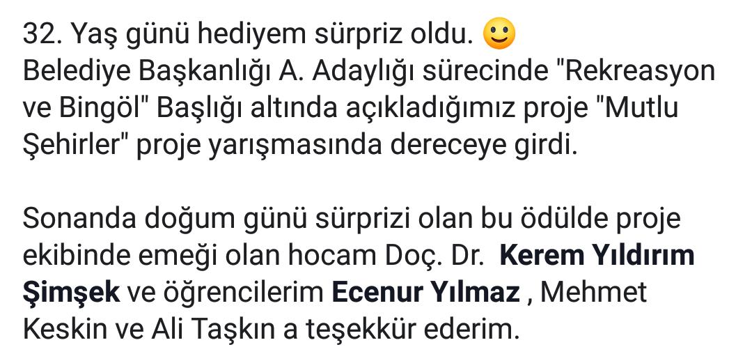 alicanbayram12's tweet photo. Belediye Başkanlığı A. Adaylıgı sürecinde "Rekreasyon ve Bingöl" Başlığı altında açıkladığımız proje "Mutlu Şehirler" yarışmasında ödül aldı. 
Emeği geçenlere teşekkür ederim. 
#bingöl https://t.co/9YgCXwJFp7