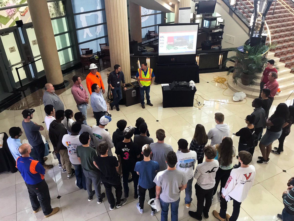 TheWeitzCompany's tweet photo. It was a privilege to host students from six @pbcsd schools participating in the @ACEMentor Program at the @KravisCenter. With our design-build team partner @LeoADaly, we gave the group a personalized tour of this historic building’s expansion and renovation. #BuildaBetterWay https://t.co/Jb9mOgGiVD