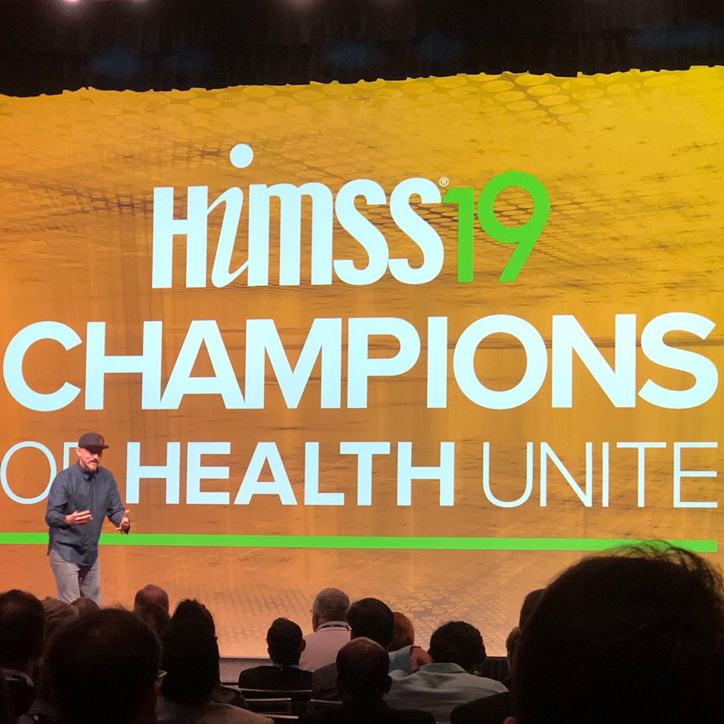 calo_walker's tweet photo. So glad I caught the #HIMSS19 closing keynote with @MickEbeling. Too many great takeaways to rehash here, but check him, @NotImpossible, and #HelpOneHelpMany out for yourself. It was a great week here in Orlando, and I’m sure 2020 will be even better. Safe travels everyone! https://t.co/gIWxJIPyBK