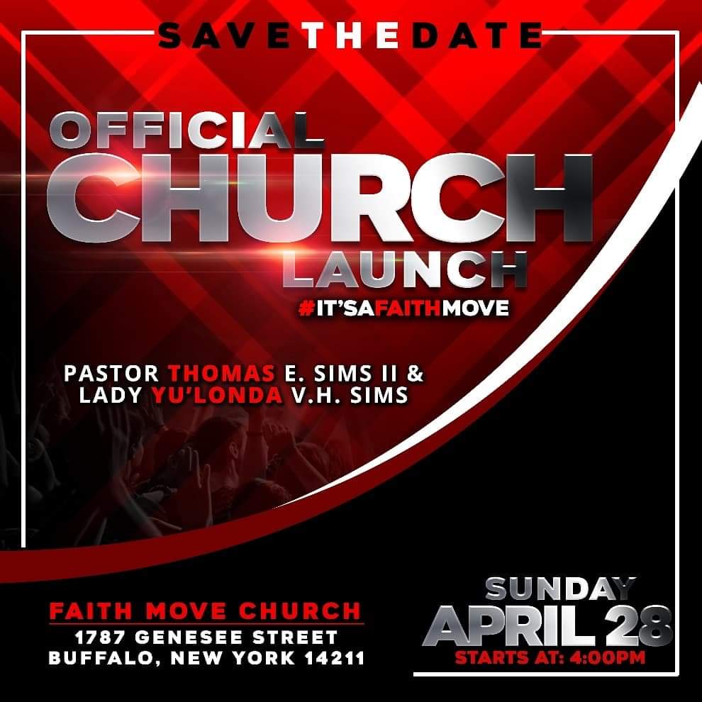 IAmYuLondaSims's tweet photo. @BishopPMorton So EXCITED as we prepare for this SHIFT! Join us Sunday, April 28th, 2019 @ 4:00PM for the Official Church Launch Celebration!!!! This is not just another church in Buffalo, N.Y. but a ministry on the MOVE for God!! #ItsAFaithMOVE https://t.co/HabynHR8Os