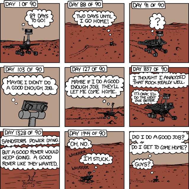 MrTrashWheel's tweet photo. Sharing because I'm distraught by the loss of my fellow brother in metal. Thank you for all you did to advance science my dear friend Oppy. https://t.co/XzY0dH3OR2