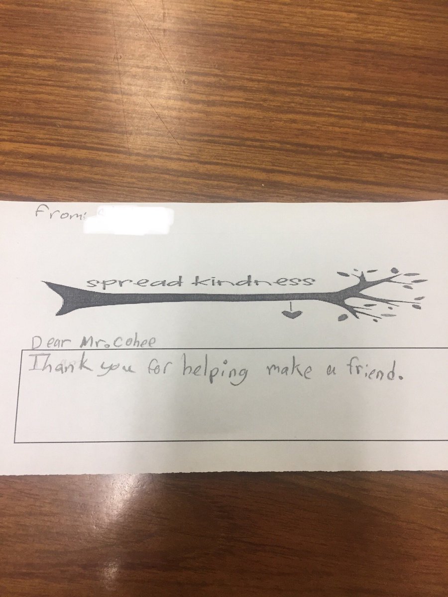 Cohee_Class's tweet image. Every Friday my students spread kindness to those around them. This week, I found this gem on my desk from one of my VERY shy students. Little notes like this remind me of why I’m in education. @EmpaticoOrg @NNSTOY @HannaWoods72 @ParkwaySchools #Kindness