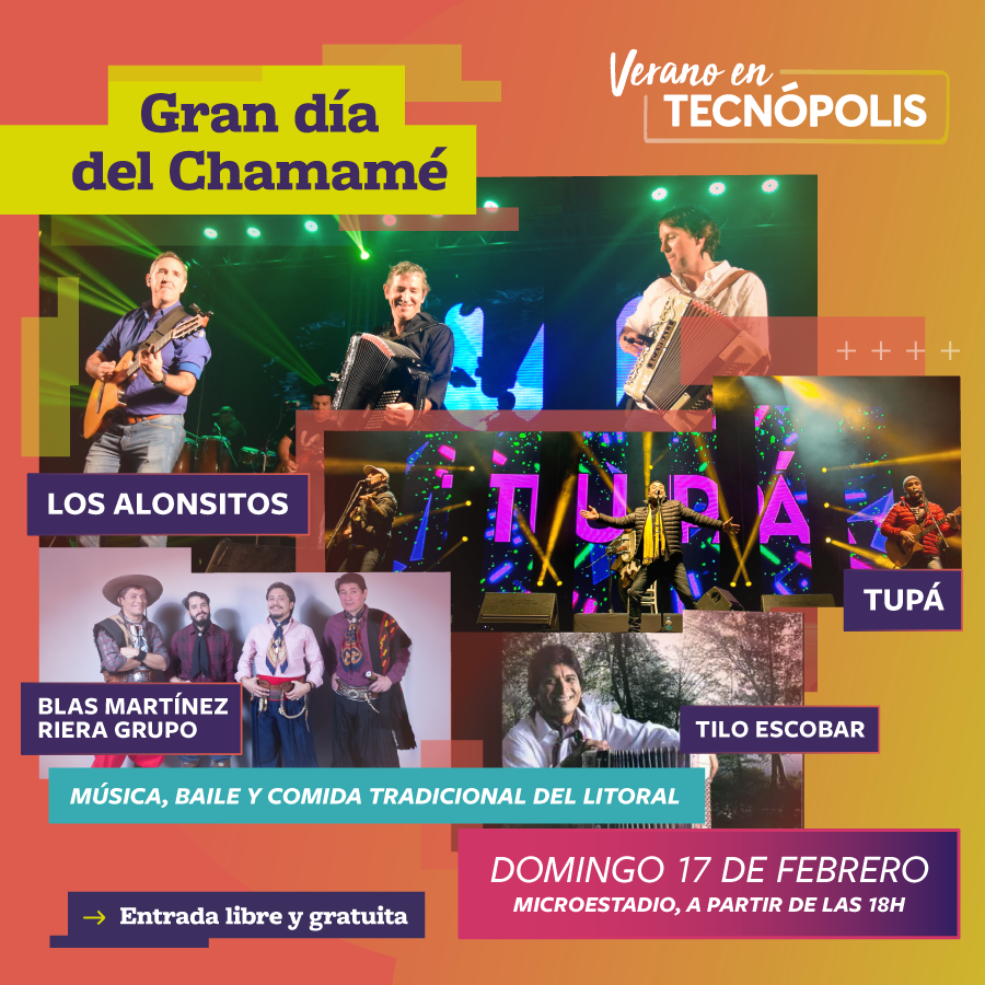 TecnopolisArg's tweet photo. 🔸 ¡Domingo de #Chamamé en #Tecnópolis!
Vení a pasar un fantástico día para bailar y cantar al ritmo del folklore. 🎶
Se presentan en el escenario del Microestadio: #TiloEscobar, @grupotupa, @MartinezRiera y gran cierre de @losalonsitos_.
Desde las 18h 👍 ¡Entrada gratuita! https://t.co/FQG55ZcZ9T