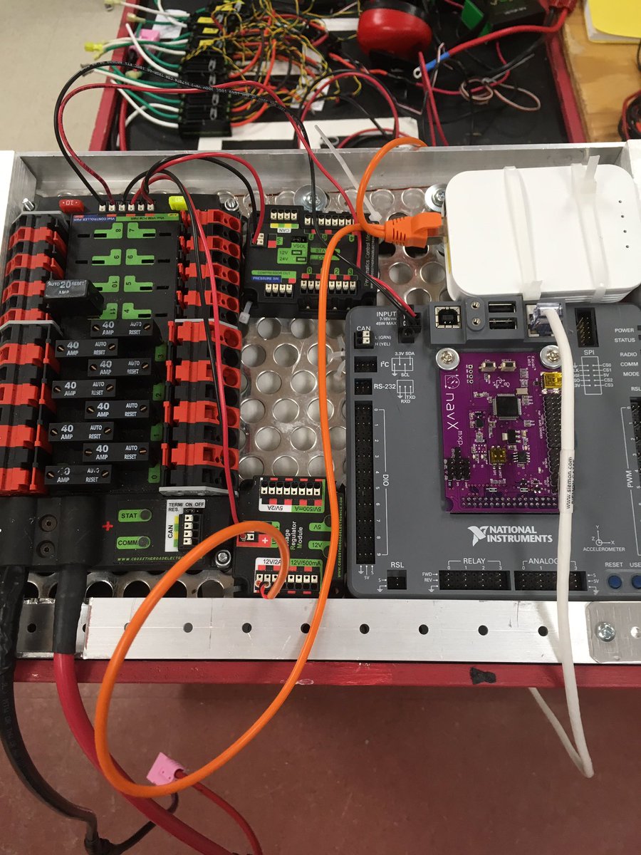 team5672's tweet image. #team5672 motor controllers daisy chained for CAN. Board ready. Nishin!  #roboticsfun