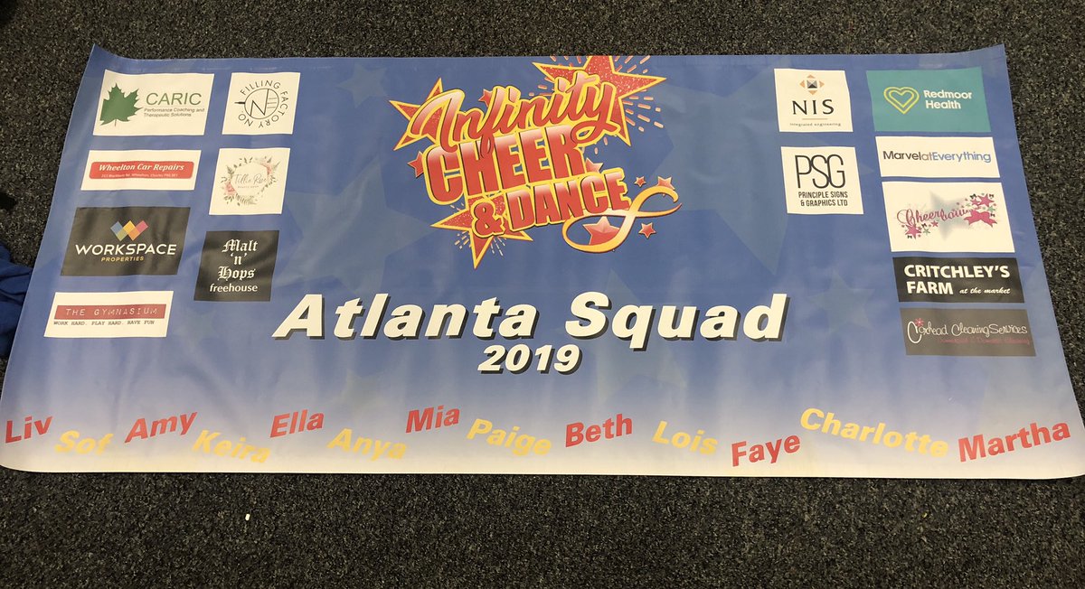 CheerTravel's tweet image. We now have our amazing banner thanks too Principle Signs &amp;amp; Graphics, with all our amazing sponsors displayed, all ready to take to Atlanta on Wednesday. @NISLimited @TeamCaric @cheerbowcouk @redmoorhealth @Fillingfactory1 @TheGymChorley @UnitsToLet @Coxheadcleaners @IC_Infinity