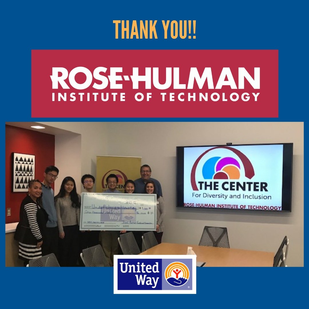 UWWV's tweet photo. Thank you to the SASE - Rose Hulman (https://t.co/pTAx7oE5l2) group for your contribution to the United Way of the Wabash Valley! We are so happy you Joined the Fight and we appreciate your support!
#JoinTheFight #UWWV #UnitedWayOfTheWabashValley #LiveUnited https://t.co/RTLIMqyhqm