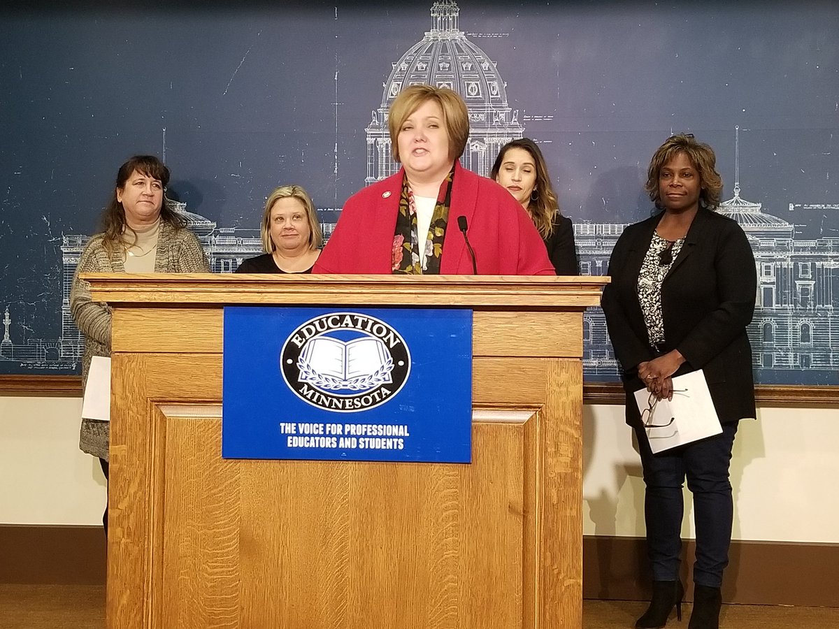 MinnesotaRadio's tweet photo. Denise Specht @EducationMN on $4 billion to fully fund E-12 ed in next 2 years-"the money is out there, the public is on our side" #mnleg https://t.co/C5jjgE17PJ