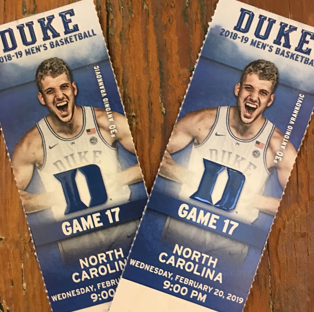 DukeAlumni's tweet photo. THE 48-HOUR CAMERON CRAZIE SWEEPSTAKES

We're giving away 2 tickets to the Duke-UNC game in Cameron on 2/20! Here's how to win:

1. Follow @DukeAlumni, retweet and mention the friend you'd bring to the game!
2. Find and follow us on Instagram and Facebook for other ways to enter! https://t.co/XleoGCLQ5E