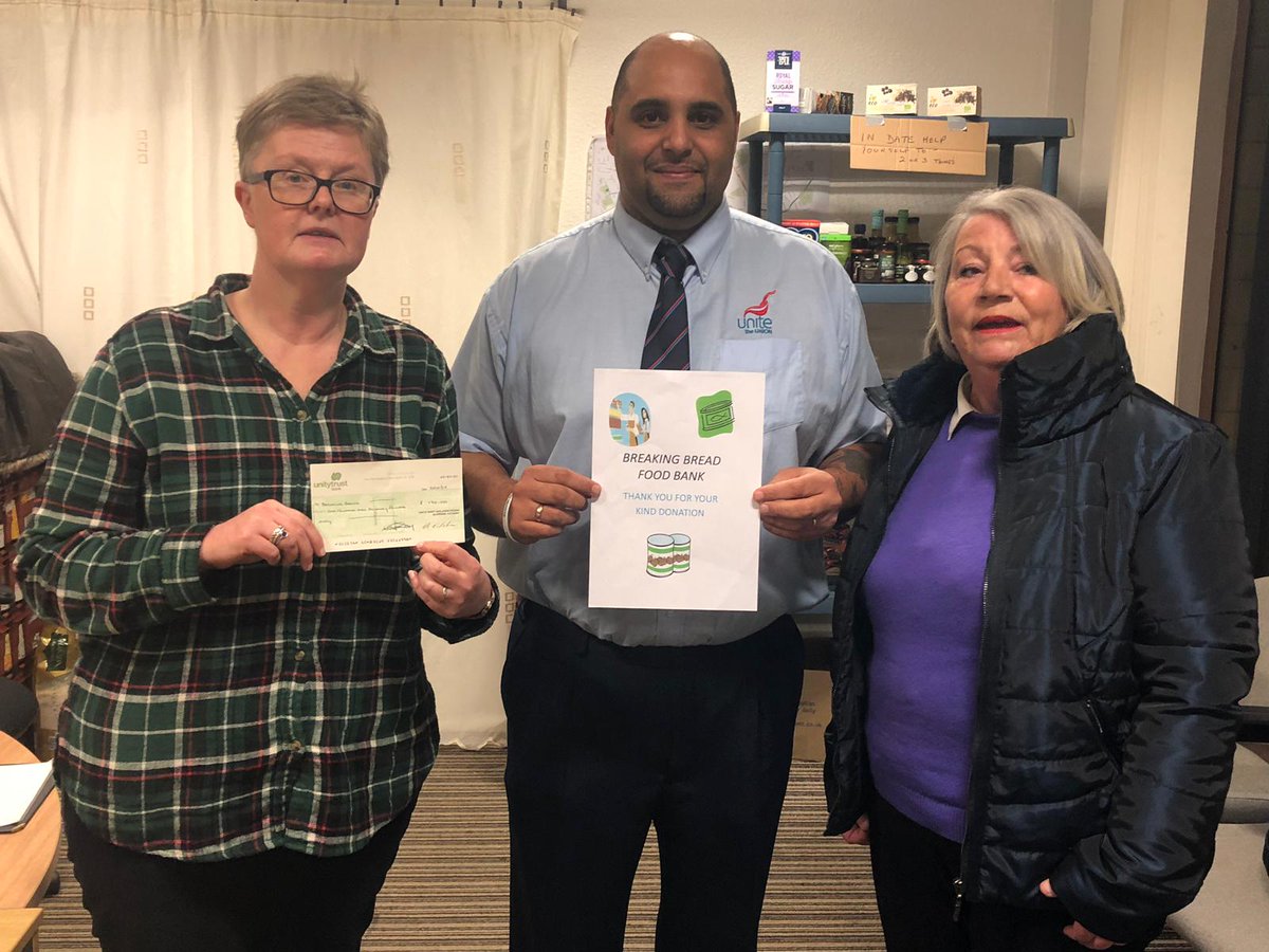 <a href="/UniteWM7015/">@unitewm7015 branch</a> Convener Lee Wiggets-Clinton hands over a cheque for £170.00 on behalf of Unitewestmidlands to Breaking bread food Bank. UNITE not only at work but working to support communities