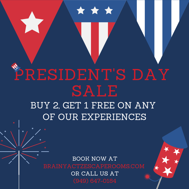 car_whorns's tweet photo. Come spend President's Day Weekend with your friends and family at Brainy Actz! This weekend all our experiences will be Buy 2, Get 1 Free! 🇺🇸 https://t.co/9GVFhVc92B