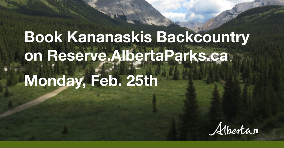 Albertaparks's tweet photo. Have you been surviving the polar vortex by dreaming about your sunshine filled summer adventures? Only 10 days left until you can book Kananaskis Country backcountry sites on https://t.co/ti6QnyxZL3. They will have a 90 day booking window. #ABparks #campdown https://t.co/nLWIG8IzaZ