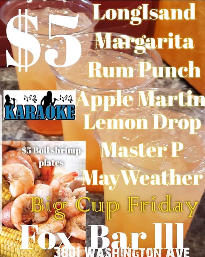 stardatredjoe's tweet photo. Karaoke night was awesome last week for our first night so tonight we back Big cup Friday five$ plate shrimps @redhotmspee @marco_polo_solo_dolo_yolo 3801 Washington @djjoewitdadreadz on the 1&amp;2s https://t.co/8r8TPSwLW3