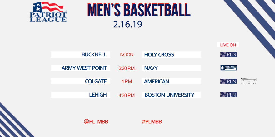 PL_MBB's tweet photo. 4⃣#PLmbb🏀games TODAY!
3⃣ on @PatriotLeagueTV 1⃣ on @CBSSportsNet
#BUCKvsHC - https://t.co/ECobgAKtPy
#GATEvsAU - https://t.co/4ePoMAE2eG
#LEHvsBU - https://t.co/ZtckJSRbAG https://t.co/u7WxJCCjsR
