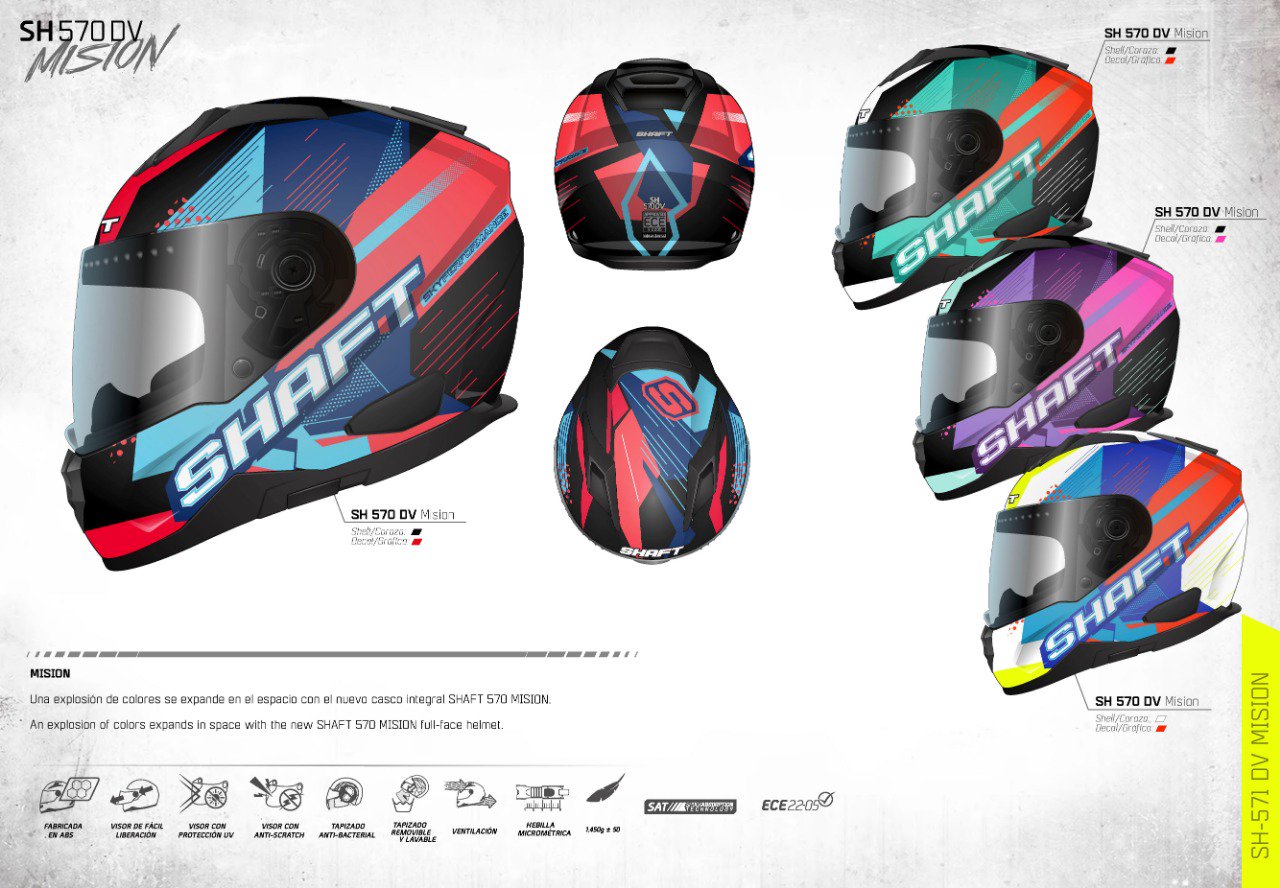 WR HELMETS on X CASCOS SHAFT SH 570 Fabricada en ABS visor en policarbonato y dispuesto para el sistema Pinlock textil interno desmontable y lavable certificados con la normativa ECE R22 05 Europea. C...