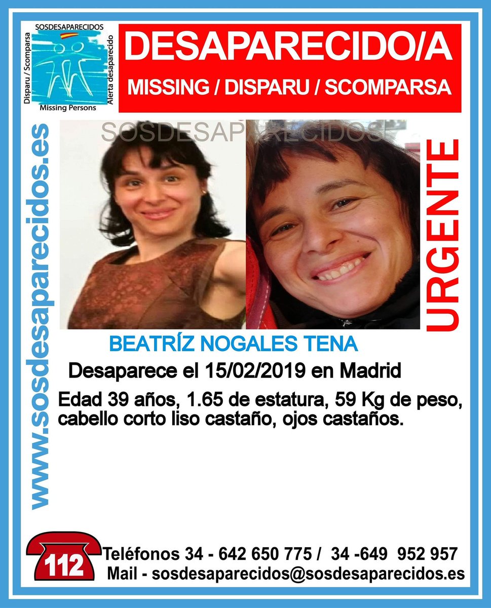 🆘URGENTE⚠
Esta es Beatriz, y ha #desaparecido en #Madrid
¿La has visto?
 Llámanos
☎️ #062
☎️ #091
☎️ #112
Tu RT puede ayudarla