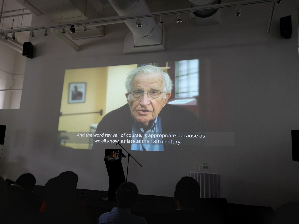 Noam Chomsky at <a href="/ForseaKL2019/">FORSEA KL 2019 / Democracy Fest</a> via a pre recorded speech.