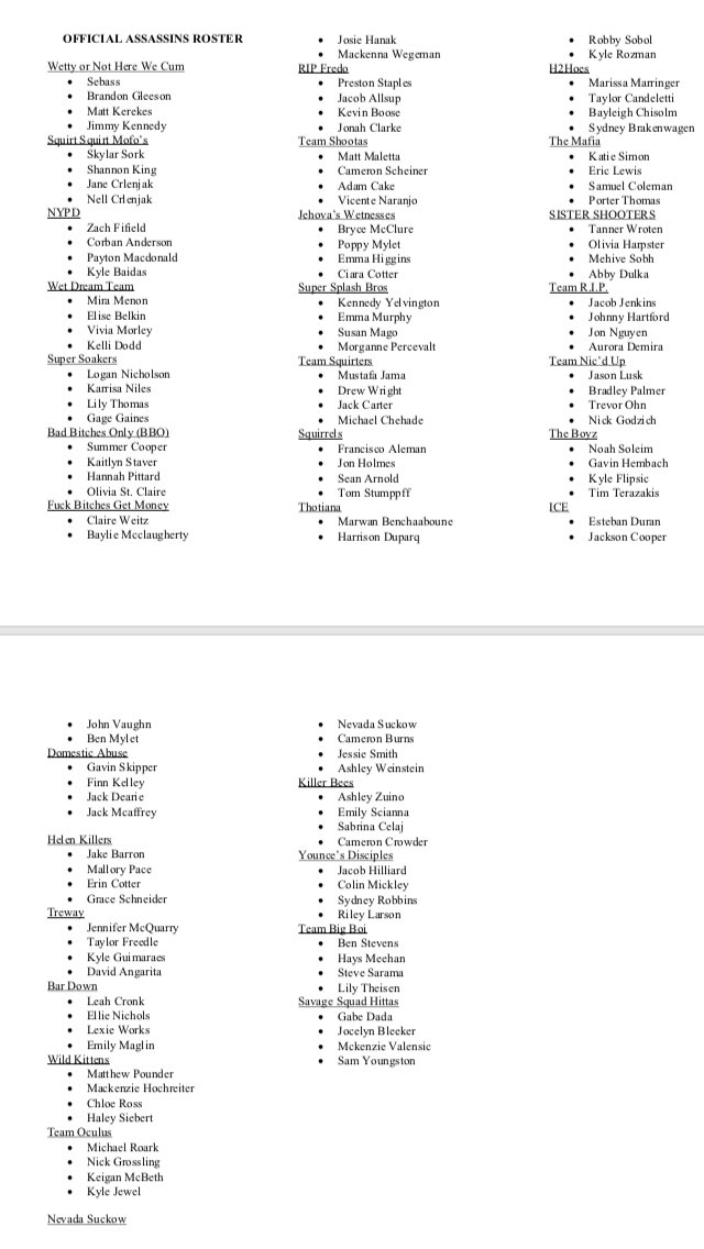 NeaseAssassin's tweet image. Official Assassin Information‼️
Game starts this Monday!
If you have any questions ask ur team captain or text me !