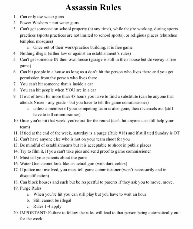 NeaseAssassin's tweet image. Official Assassin Information‼️
Game starts this Monday!
If you have any questions ask ur team captain or text me !